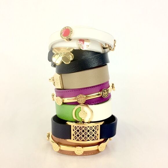 Tory Burch Tan T Saffiano leather Logo Cuff​ - Picture 5 of 6